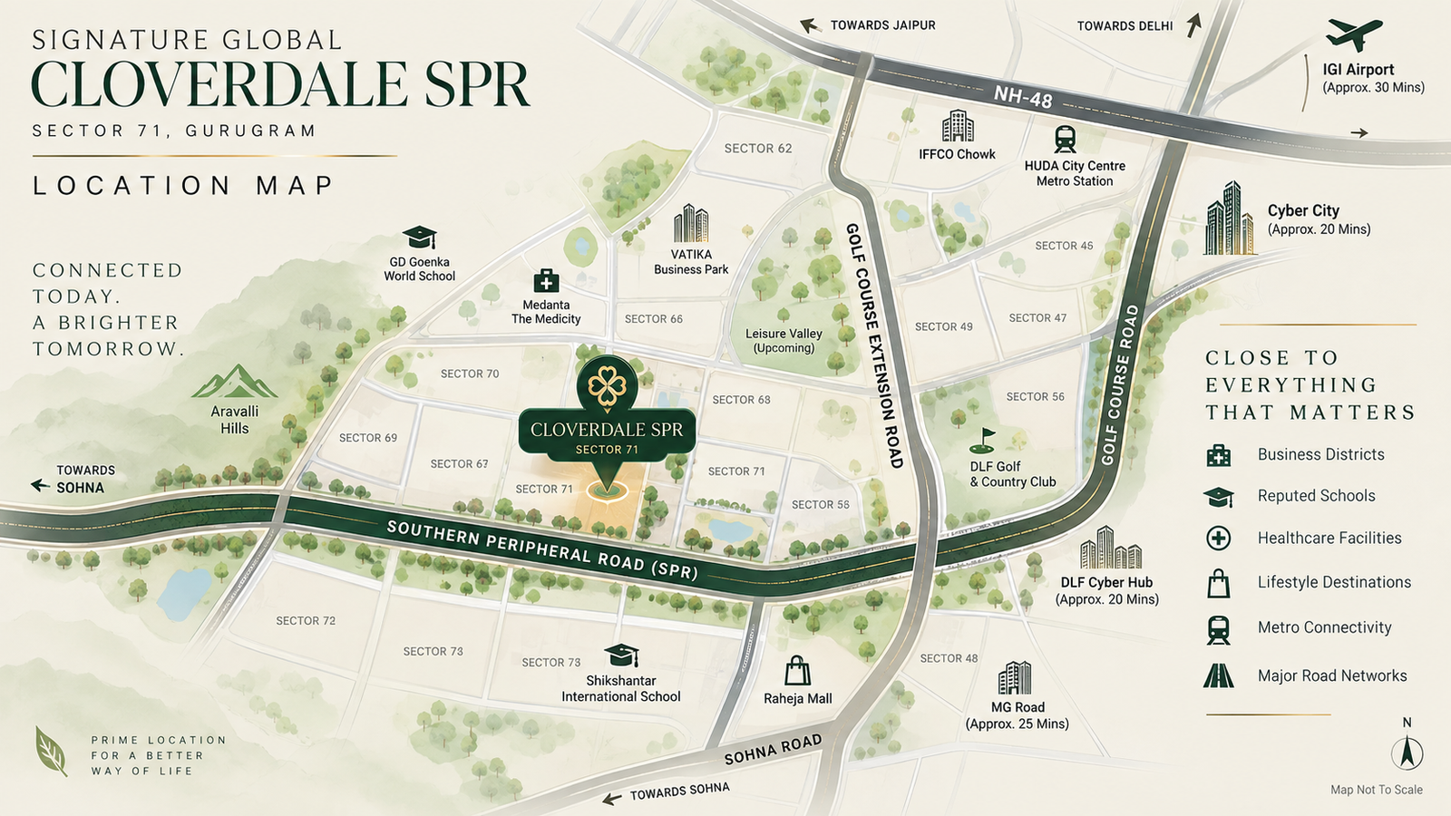 Signature Global Cloverdale SPR Sector 71 Gurugram Location Map