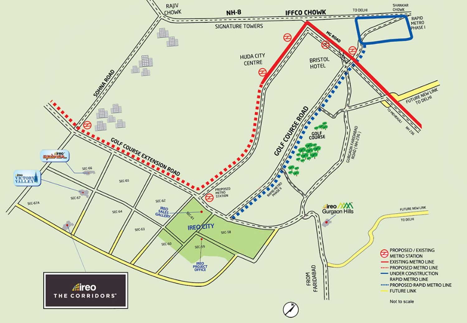 IREO The Corridors Sector 67A Gurgaon Location and Connectivity Map | Realty Shopee